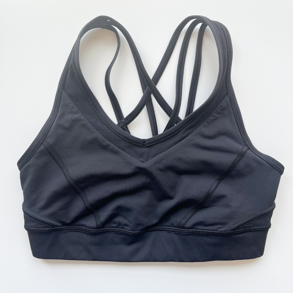 Lululemon Energy Bra Strapped Black Womens 6 Mesh